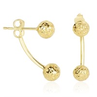 14k Gold Double Sided Diamond-cut Ball Earrings