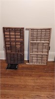 2 vintage type setter trays