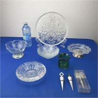 Round Pinwheel Crystal Tray 10", Glass Ashtray,