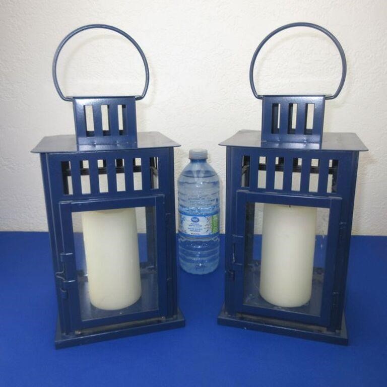 2 Outdoor Candle Lanterns 10.75" High x 5.5" Wide
