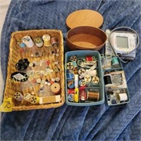SEWING ACCESSORIES, THREAD, BUTTONS, BLOOD