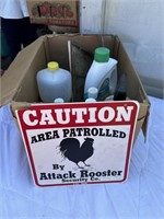Sign and cleaning supplies