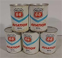 5 Phillips 66 Aviation Cardboard Oil Cans FULL