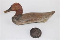 Vintage wooden duck decoy with anchor