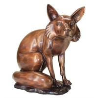 $796 The Observant Sitting Fox Cast Bronze Statue