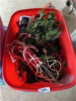 Tote w/ Lid includes Greenery, Candy Cane Lights,