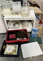 Variety of Misc Items- Aqua Globes, Storage Basket