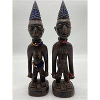 Pair Of Vintage Hand-Carved African Art Sculpture