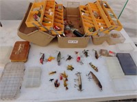 Vintage Fishing Tackle Box and Lures.