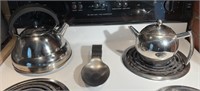 2-tea kettles and spoon tray