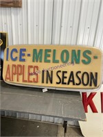 ICE-MELONS-APPLES IN SEASON SIGN, APPROX 20T X 48"