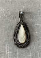 Sterling Indonesia Tear Drop, White Stone Pendant