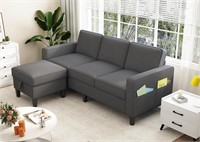 Convertible Sectional Sofa  78 L Dark Grey