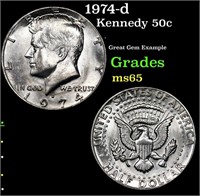 1974-d Kennedy Half Dollar 50c Grades GEM Unc