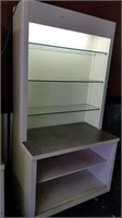Solid Wood White Shelf with Glass, 42" Wide,