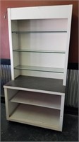 Solid Wood White Shelf with Glass, 42" Wide,