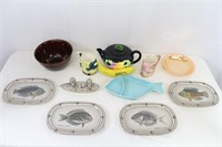 Fish Species Plates, Boat S&P Caddy, Fishy Teapot+