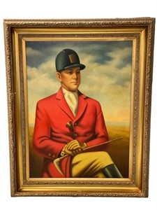 ANTIQUE STYLE FOX HUNTER PAINTING 51"