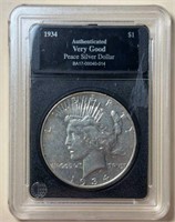 1934D SILVER PEACE $1 DOLLAR COIN