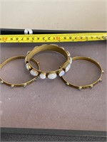 3 Copper Bangles with Moonstones