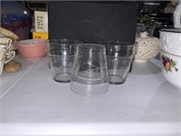 3 vintage etched glass tumblers