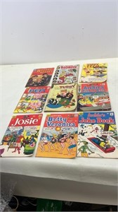 Nine vintage comic books