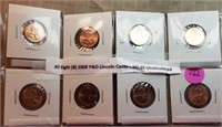 All 8 2009 P&D Lincoln Cents MS65 UNC
