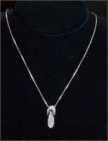 Sterling Silver Box Chain W/ Good Luck Sandle