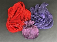 1 Purple 1 Red Silk Scarves 1 Purple Coin Purse