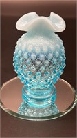 Fenton Blue Opal Hobnail Hat Pin Vase Uv Reactive