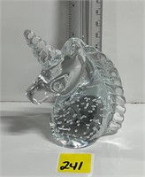 Vtg Glass Unicorn Paperweight Controlled Bubbles