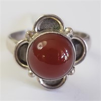 $160 Silver Red Agate Ring