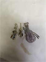 3 Guitar Brooches, largest 2"
