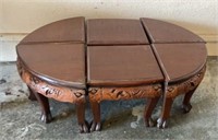 Asian-Influenced Low Coffee Table with Glass Top