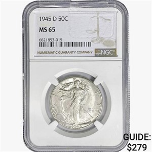 1945-D Walking Liberty Half Dollar NGC MS65