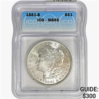 1881-S Morgan Silver Dollar ICG MS65