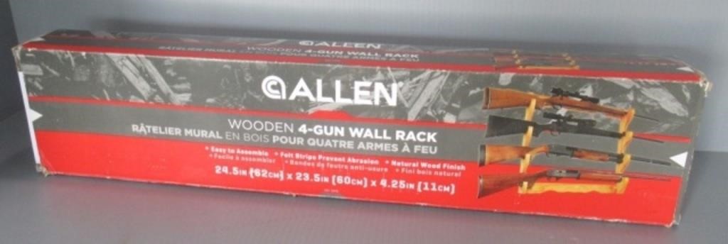 Allen wooden 4-gun wall rack NIB.