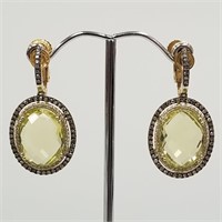 Pair of 14K gold screwback earrings set with