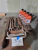 Oil, file, wrenches, hammer heads, etc