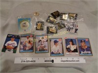 Collection of Pins & Nolan Ryan Cards