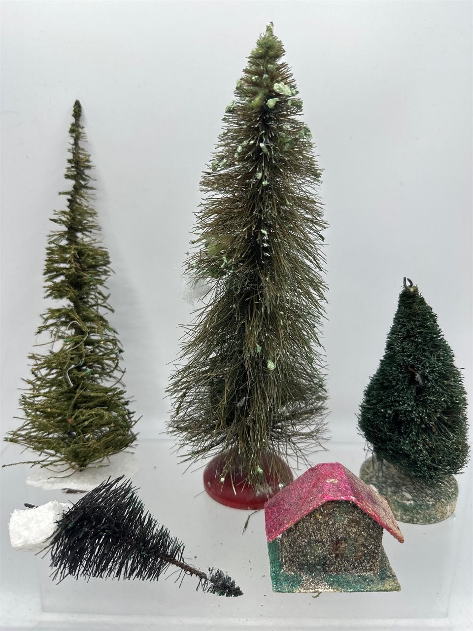 Vintage Christmas bottle brush trees & more