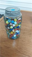 Vintage jar of marbles