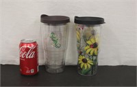 Two 24oz Tervis Lizard & Sunflowers Tumblers