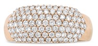 18k Rose Gold Round 1.04ct Diamond Multi Row Ring