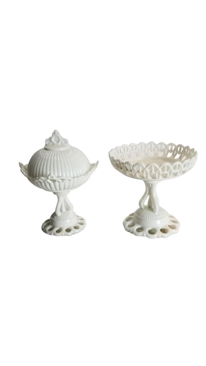 Antique Milk Glass Compote, Covered Dish