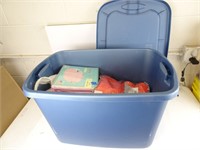 Assorted Linens in Plastic Tub W/Lid