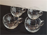 4pc Hand Blown Wheel Cut Edelweiss Crystal Punch