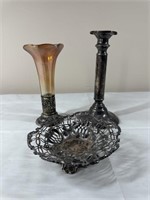 Silver plated and sterling weights candle holder