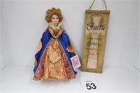 Porcelain Doll W/ stand & Wall Hanging