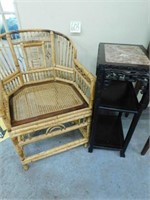 Bamboo Arm Chair w/ Cane Seat & Oriental Style